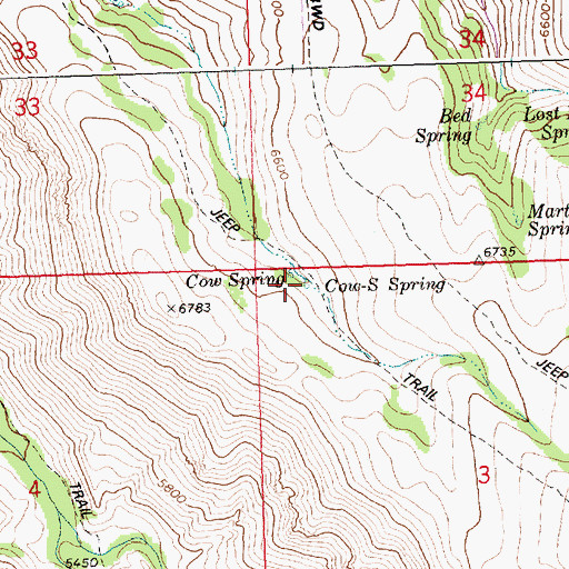 Topographic Map of Cow-S Spring, ID