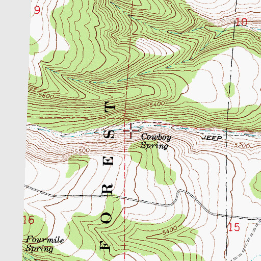 Topographic Map of Cowboy Spring, ID
