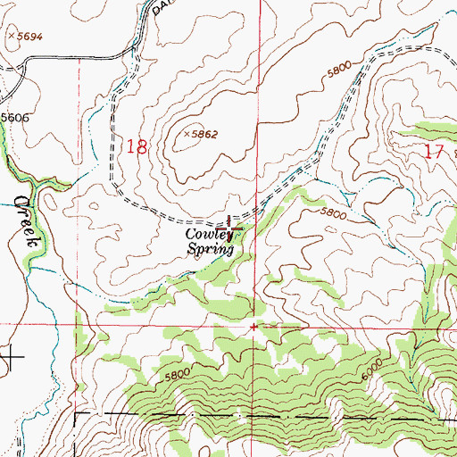 Topographic Map of Cowley Spring, ID