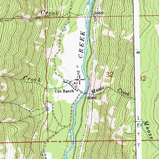 Topographic Map of Cox Creek, ID