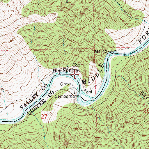 Topographic Map of Cox Hot Springs, ID