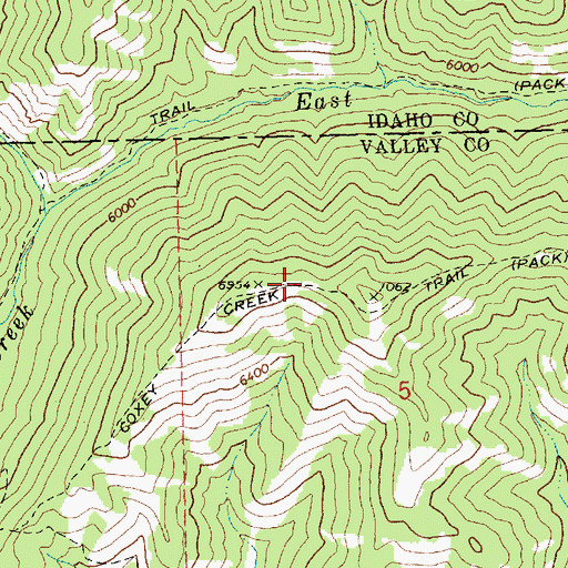 Topographic Map of Coxey Creek Trail, ID
