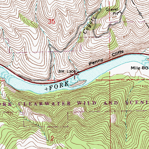 Topographic Map of Coyote Creek, ID