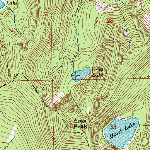 Topographic Map of Crag Lake, ID