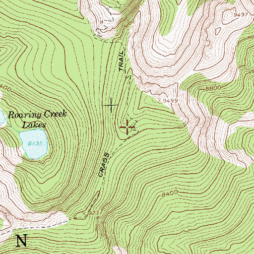 Topographic Map of Crags Trail, ID