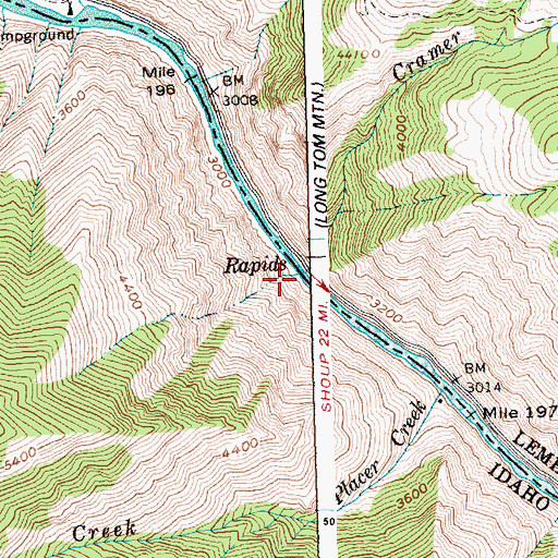 Topographic Map of Cramer Creek, ID