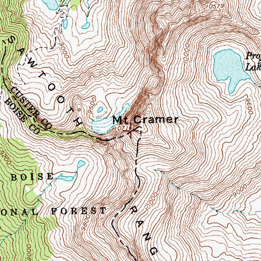 Topographic Map of Mount Cramer, ID