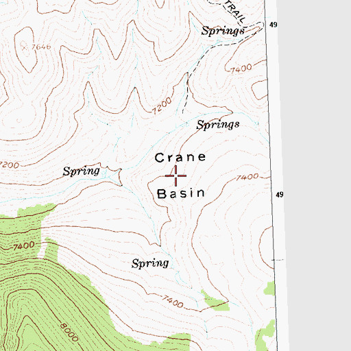 Topographic Map of Crane Basin, ID