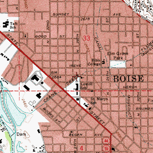 Topographic Map of Crane Creek Flume, ID