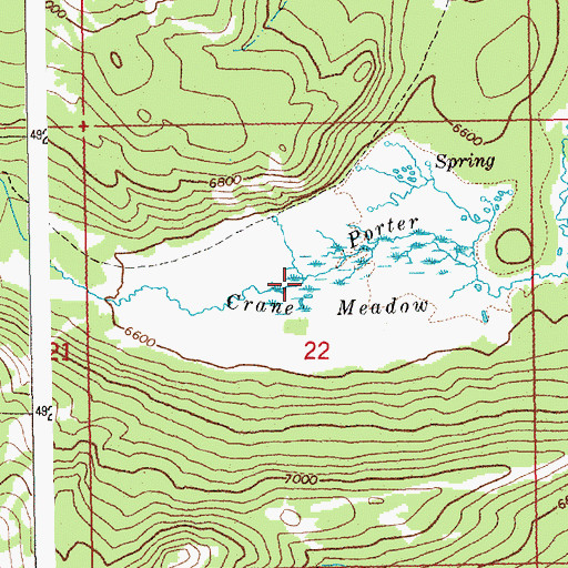 Topographic Map of Crane Meadow, ID