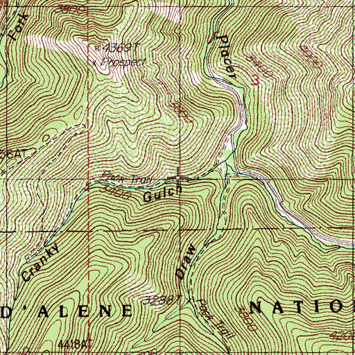 Topographic Map of Cranky Gulch, ID