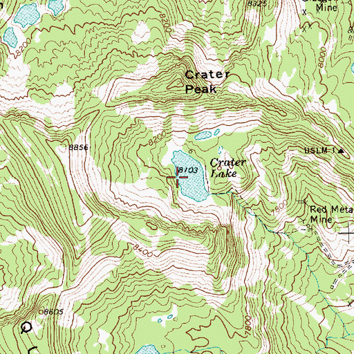 Topographic Map of Crater Lake, ID