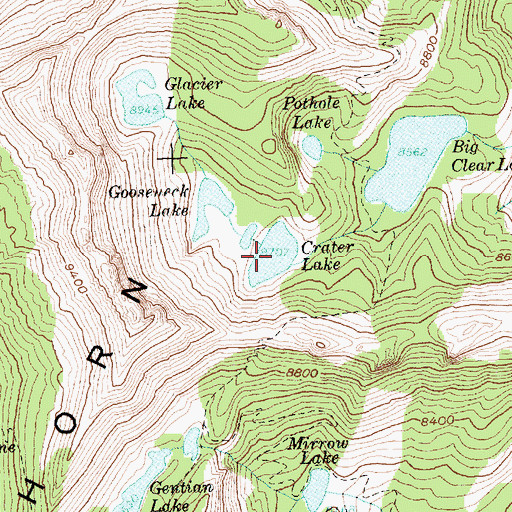 Topographic Map of Crater Lake, ID
