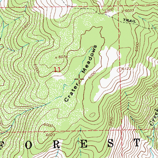 Topographic Map of Crater Meadows, ID