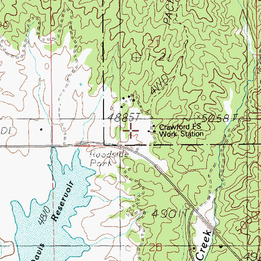 Topographic Map of Crawford Forest Work Center, ID