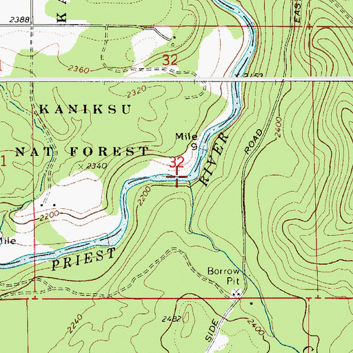 Topographic Map of Crazy Creek, ID