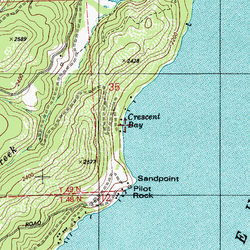 Topographic Map of Crescent Bay, ID