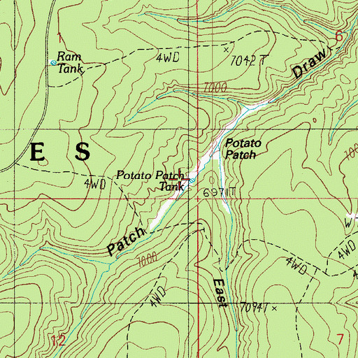 Topographic Map of Potato Patch Tank, AZ