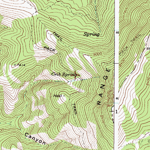 Topographic Map of Crib Spring, ID