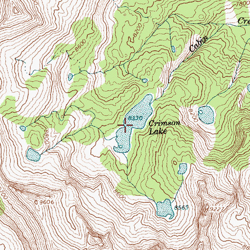 Topographic Map of Crimson Lake, ID