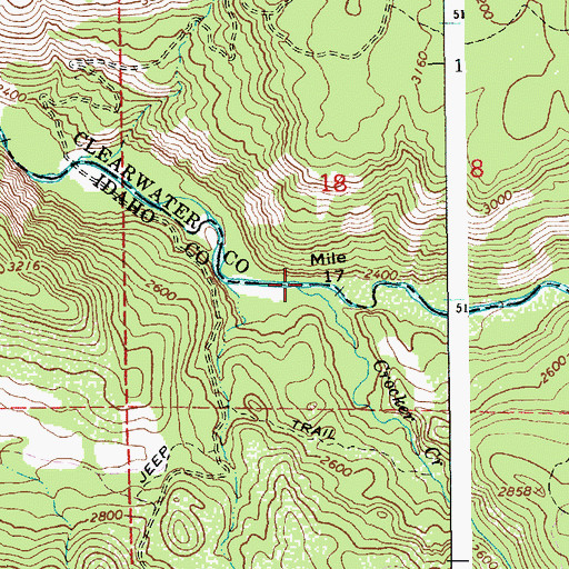 Topographic Map of Crocker Creek, ID
