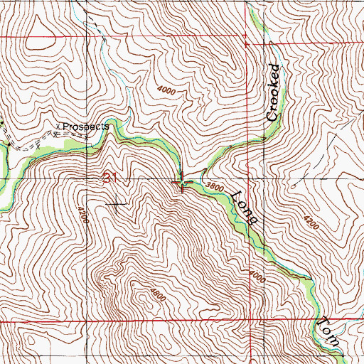Topographic Map of Crooked Creek, ID
