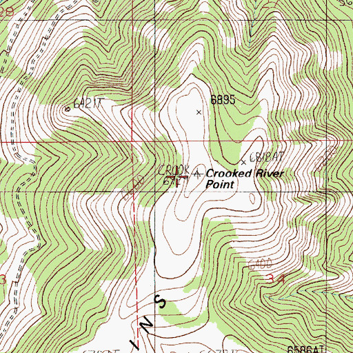 Topographic Map of Crooked River Point, ID