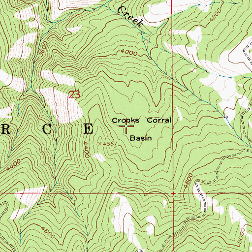Topographic Map of Crooks Corral Basin, ID