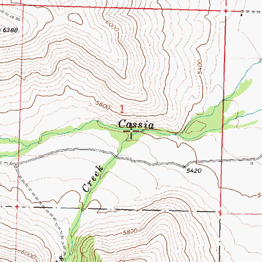 Topographic Map of Cross Creek, ID