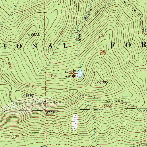 Topographic Map of Crow Lake, ID