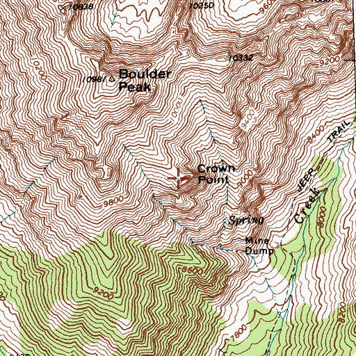 Topographic Map of Crown Point, ID