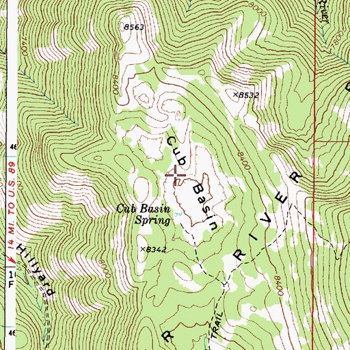 Topographic Map of Cub Basin, ID