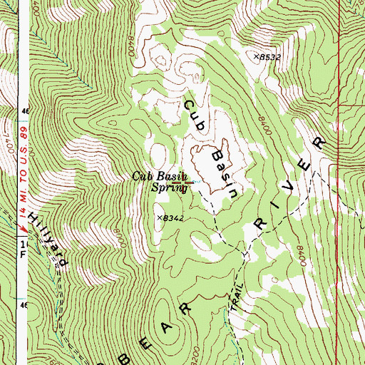 Topographic Map of Cub Basin Spring, ID