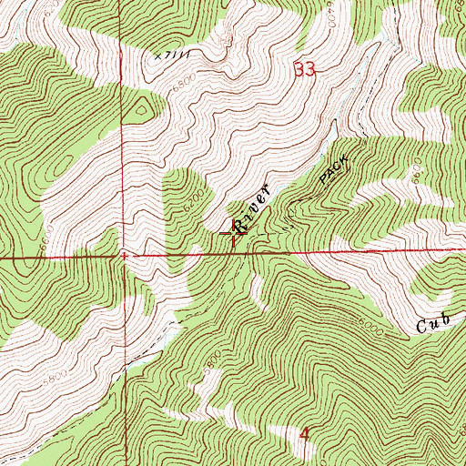 Topographic Map of Cub Creek, ID