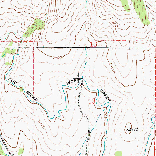 Topographic Map of Cub River Worm Creek Canal, ID