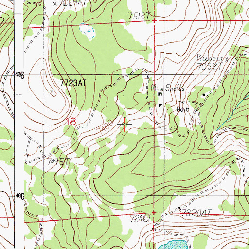 Topographic Map of Cuddy Mine, ID