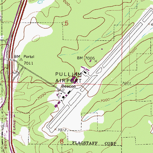 Topographic Map of Flagstaff Pulliam Airport, AZ