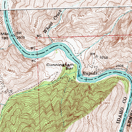 Topographic Map of Cunningham Bar, ID