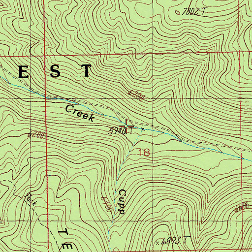 Topographic Map of Cupp Creek, ID