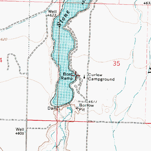 Topographic Map of Curlew Campground, ID