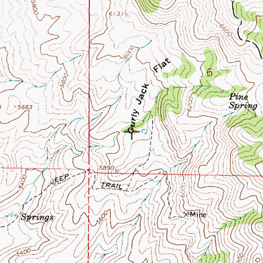 Topographic Map of Curly Jack Flat, ID