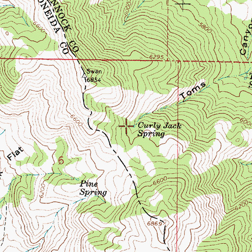 Topographic Map of Curly Jack Spring, ID