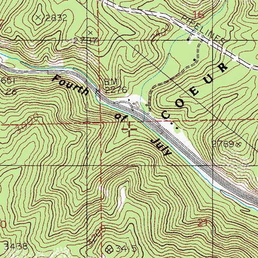 Topographic Map of Curran Creek, ID