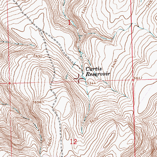 Topographic Map of Curtis Reservoir, ID