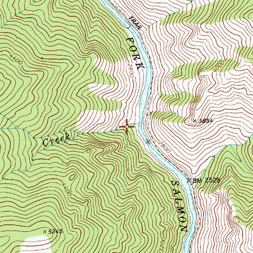 Topographic Map of Curven Creek, ID