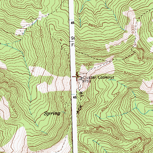 Topographic Map of Custer Lookout, ID