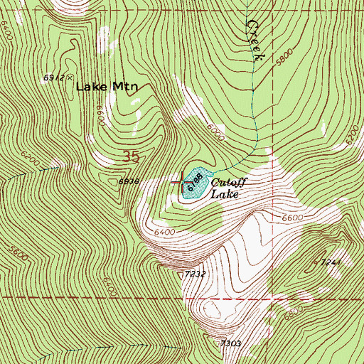Topographic Map of Cutoff Lake, ID