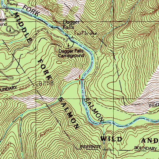 Topographic Map of Dagger Creek, ID