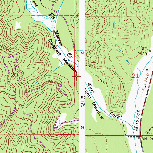 Topographic Map of Daggett Meadow, ID