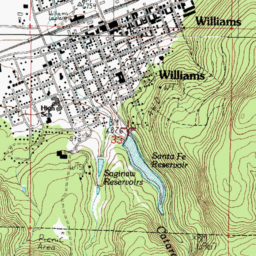 Topographic Map of Railroad Dam, AZ